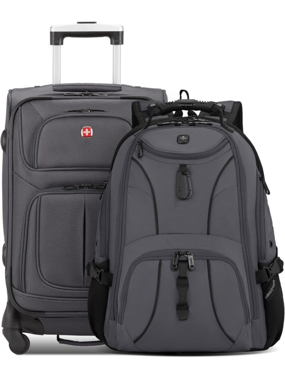 Expandable Carry-On Spinner & 17" Laptop Backpack Set with RFID Blocking, Dark